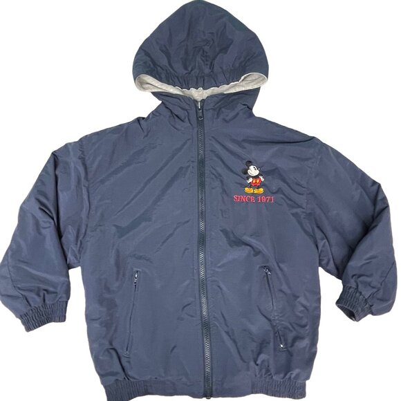 SMALL 7 Vintage Boys Walt Disney World Kids Mickey Mouse Blue Jacket Hoodie Y2K - Picture 2 of 12